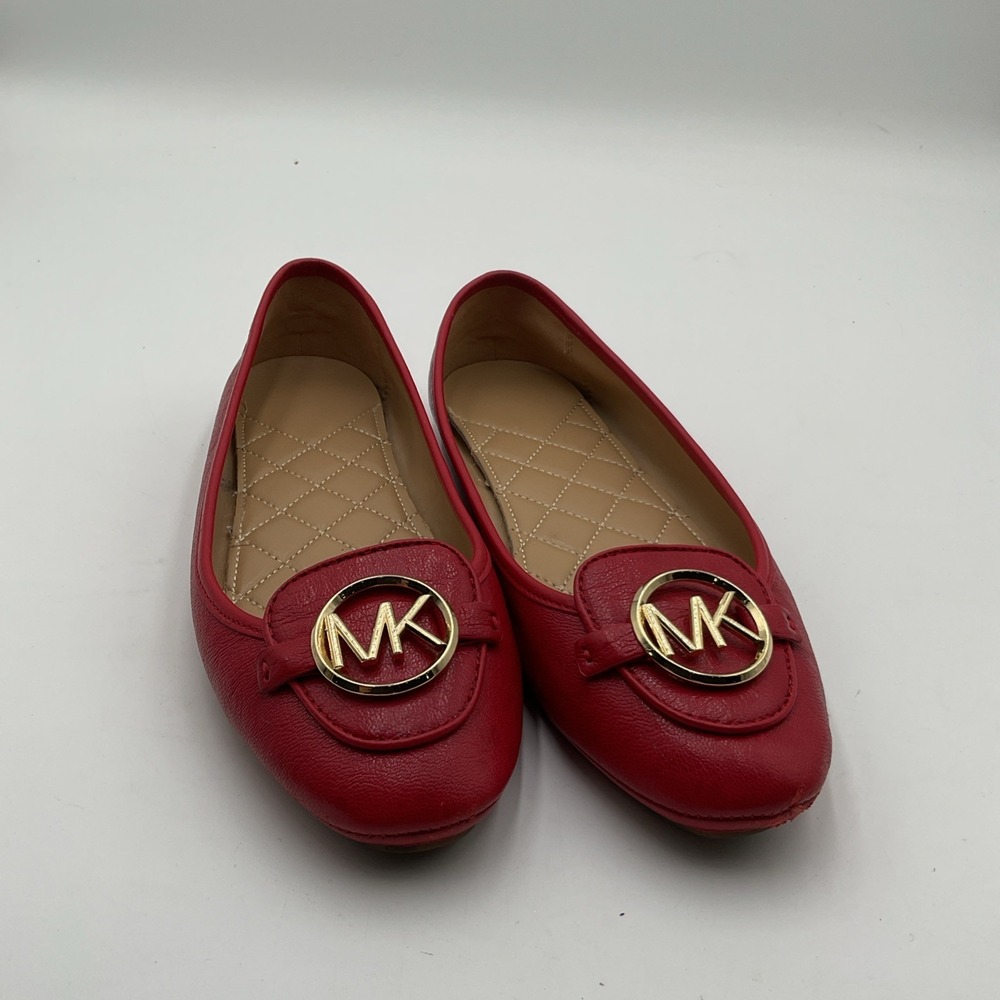 Michael Kors Lillie Moccasin Womens 6.5M Flats Red Slip On MK Logo